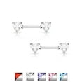 thumbnail image 5 of Pair of Double Heart Gem Nipple Rings Shields Barbells 14 Gauge 1/2" - 4 Colors, 5 of 8