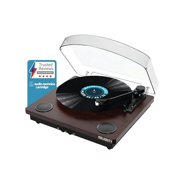 Reproductor de discos de vinilo con Bluetooth 5.3 de entrada y salida | Tocadiscos con parlantes y grabación USB | Tocadiscos Bluetooth con entrada AUX y salida RCA | Alfombrilla incluida | Tocadiscos