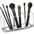 thumbnail image 1 of Makeup Brush Organizer Holder Clear Cosmetic Brushes Storage with 3 Slots, 1 of 4