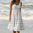 thumbnail image 2 of Birdeem Robe Longue Maxi Décontractée pour Femmes à Col Rond, Sans Manches, à Lettres, avec Poches et Imprimé, 2 of 5