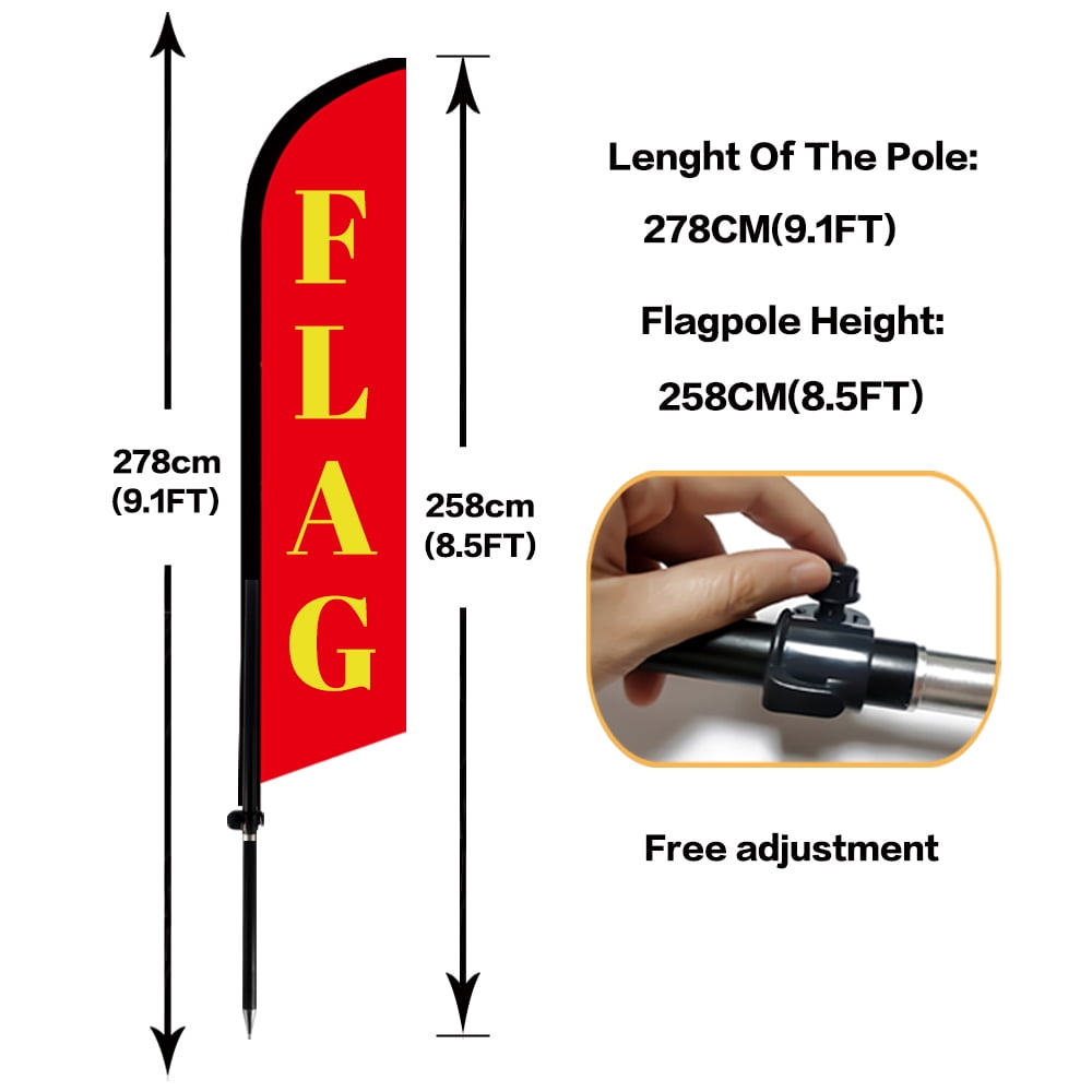 Generic 9 Ft Feather Flag Pole Kit with Ground Spike, Portable Flagpole for Advertising, Black