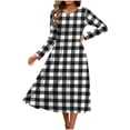 thumbnail image 7 of Odbmxy Tunic Women's Midi Dresses Fall Plaid Long Sleeve Smock Women's Dresses Shift Everyday Casual Loose, 7 of 7