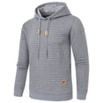 thumbnail image 3 of Weilanxin Mens Hooded Sweatshirt Casual Long Sleeve Drawstring Waffle Knit Pullover Hoodies Lightgrey XL, 3 of 8