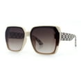 thumbnail image 6 of Womens Retro Trendy Large Rectangular Butterfly 90s Fashion Plastic Sunglasses Ivory - Brown, 6 of 8