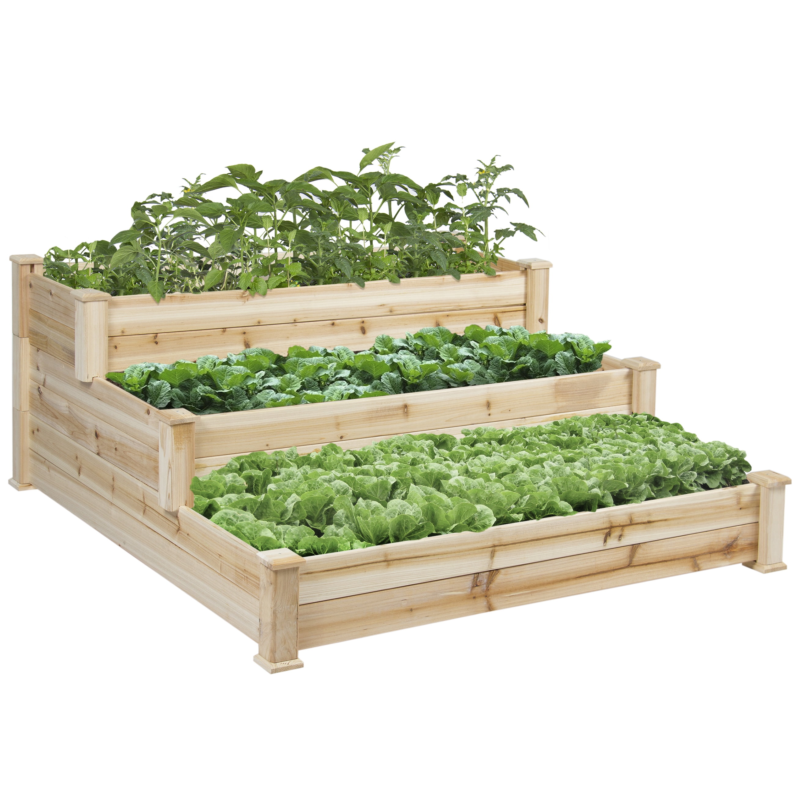 Best Choice Products 3 Tier Wooden Raised Elevated Vegetable Garden Bed Planter Kit for... by