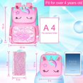 thumbnail image 4 of Mochila KLFVB, 3 unidades, unicornio con lentejuelas para niñas, con lonchera rosa, 15 pulgadas, 4 of 9