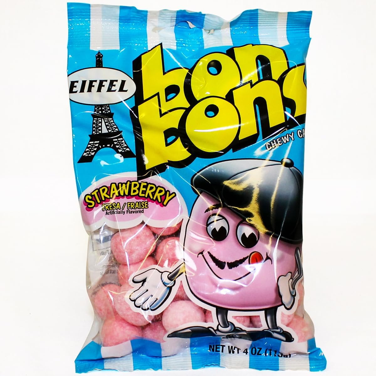 Eiffel Bon Bons Variety 5 Pack, 4 Ounce Each Pack of 5 Caramel, Blue Raspberry, Apple, Cherry & Strawberry, Chewy Candy Snack, The Hampton Popcorn & Candy Company