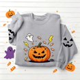 thumbnail image 7 of Women's Crewneck Pullover Sweatshirt Halloween Graphic Tops Long Sleeve Casual Fall Shirts Cute Pumpkin Candy Print Loose Fit Activewear for Festivals, 7 of 7