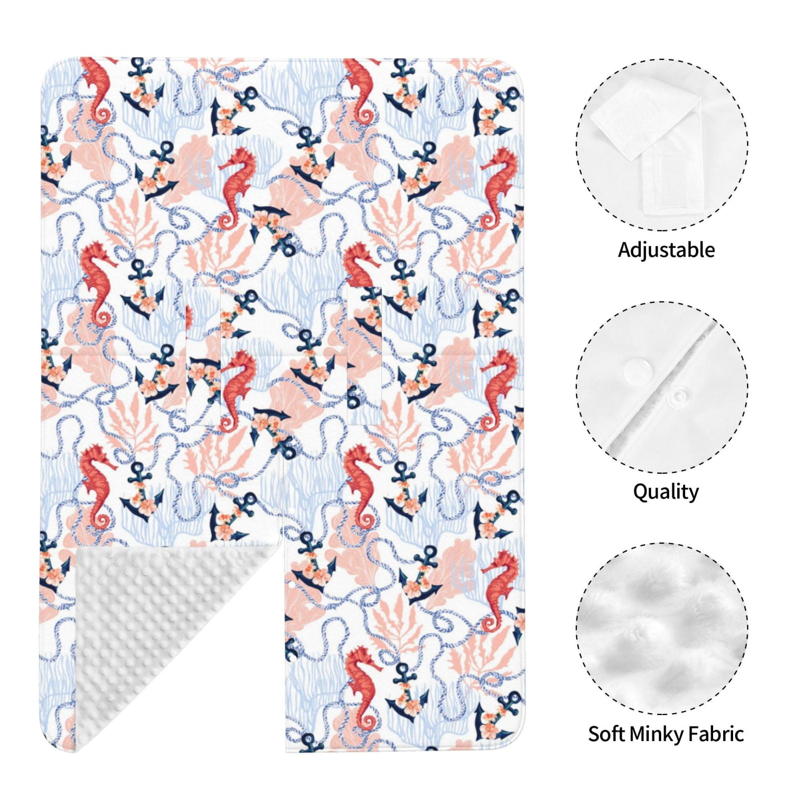 Naloa Sea Horse And Corals Baby Car Seat Cover, Breathable Baby Carrier Cover, Multiuse Baby Carrier Cover & Nursing Breastfeeding Cover