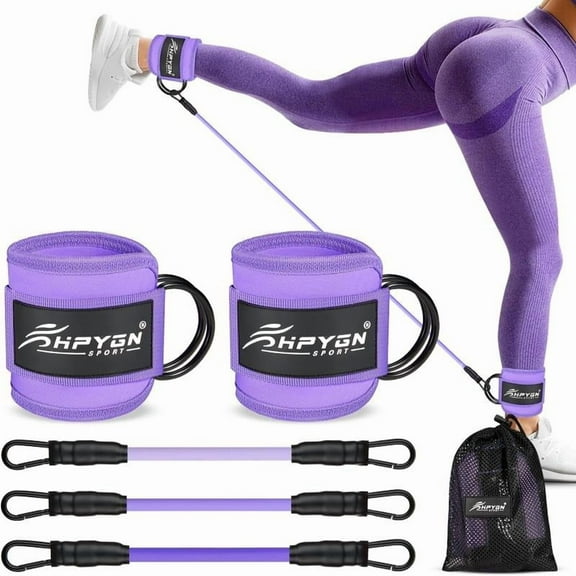 Ankle Resistance Bands Set with Cuffs - Adjustable Leg & Glute Workout Bands for Kickbacks, Hip Thrusts & Butt Training - Exercise Bands for Women & Men - Outdoorfun Fitness