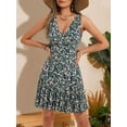 thumbnail image 3 of Women's 2025 New Summer Sleeveless Sexy Wrap V Neck Floral Sundress Mini Dress, 3 of 12
