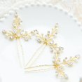 thumbnail image 2 of Bride Rhinestone Wedding Hair Pins Pearl Crystal Hair Piece Bridal Hair Accessories for Women (Pack of 3) HP182 (2-Gold), 2 of 4