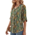 thumbnail image 3 of MOSHU V Neck Tops for Women 3/4 Length Sleeve Women Tops Casual Dressy Women Blouses Trendy Tunic Tops, 3 of 9