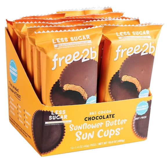 Free 2b Chocolate Sun Cups Gluten-Free, Dairy-Free, Nut-Free and Soy-Free - 2-Cup Packages (Pack of 12) (24-Cups Total)
