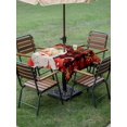 thumbnail image 3 of Outdoor Tablecloth with Umbrella Hole and Zipper, Red Plaid Christmas Square Table Cloth 54x54 Inch Waterproof Tablecloth, Santa Xmas Snowflake Farmhouse Picnic Table Cover for Patio Camping, 3 of 7