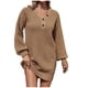 thumbnail image 1 of Mujeres Casual Moda Sólido Jersey Manga larga Cuello en V Suéter Kness-Vestido alto Pompotops  hdfakjf7736, 1 of 6