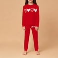 thumbnail image 4 of CPNG Boys Girls Home Clothing Nightwear Set Heart Print Long Sleeve Crewneck T Shirt and Pants 2 Pcs Outfits Set(Red,9-10 Years), 4 of 4