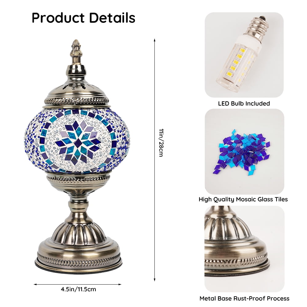 MEHOOM Classic DIY Mosaic Lamp Kit, Turkish Crafts Kit for Adult, Moroccan Decor, Perfect Gift for Her or Him (Blue)