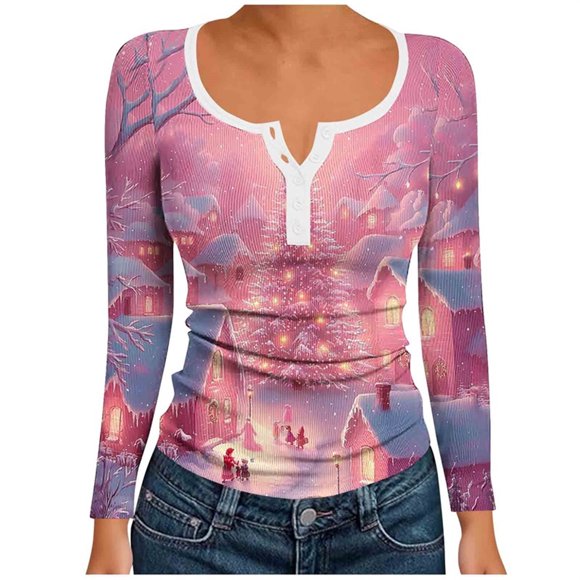 Womens Fall Clothes Round Neck Casual Tops for Fall and Winter