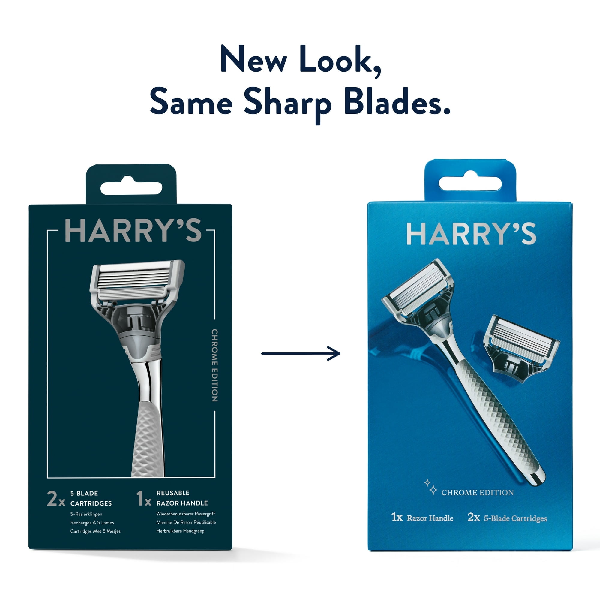 Harry's Shaving Razor for Men with 2 Razor Blade Refill Cartridges, Chrome Edition (Pack of2)