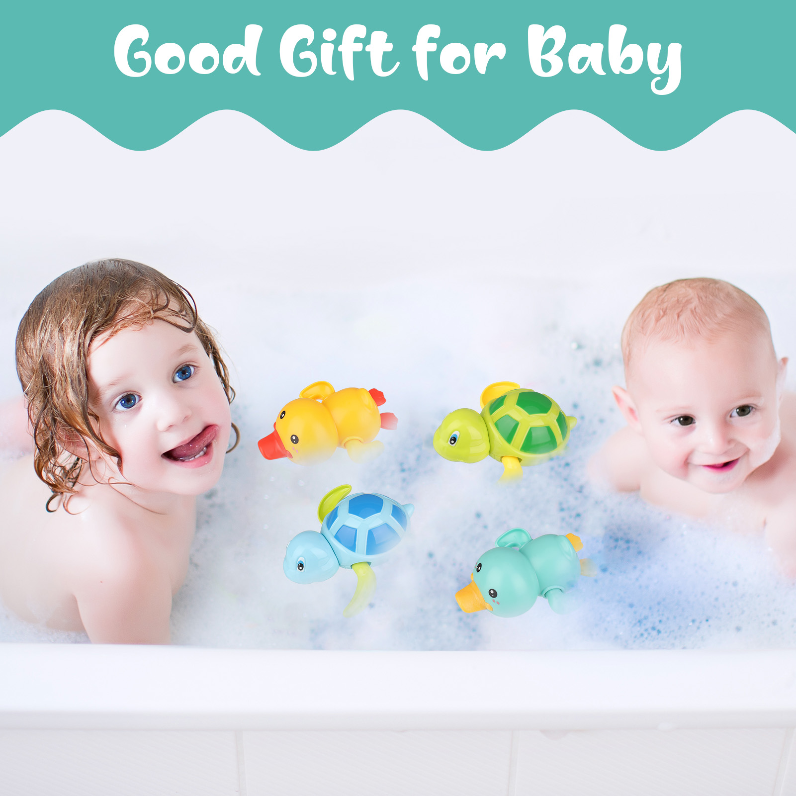 Bocaoying 4-Pack Wind-Up Bath Toys with Floating Animals photo 4
