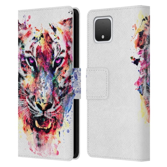 Head Case Designs Officially Licensed Riza Peker Animals Eye Of The Tiger Leather Book Wallet Case Cover Compatible with Google Pixel 4