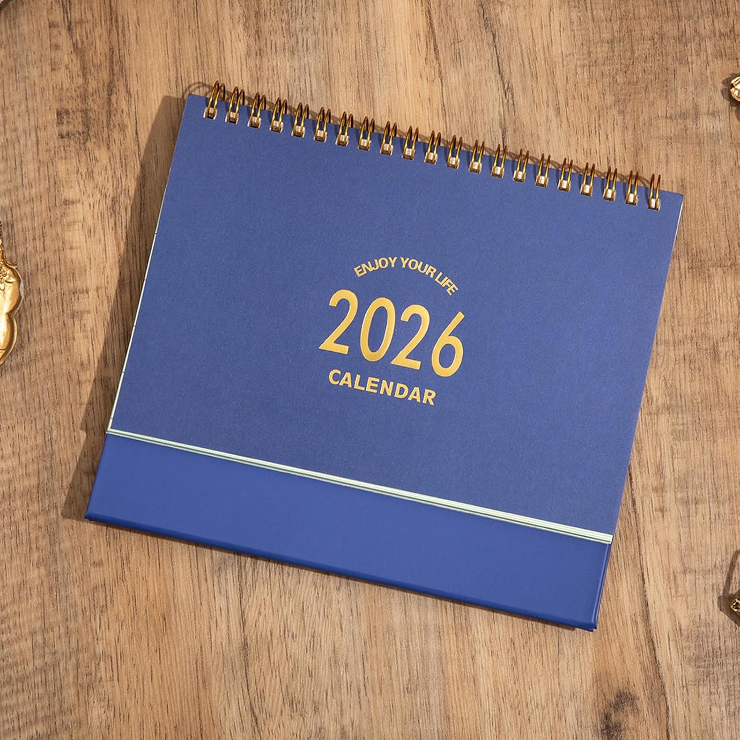 Small Desk Calendar 2026, Standing Flip Desktop Calendar from Now to December 2026 - Metal Ring Twin-Wire Binding Monthly Desktop Calendar for Home Office School (Blue)