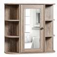 thumbnail image 2 of Ktaxon Wooden Bathroom Medicine Cabinet with Mirror Door & 8 Shelves, Wall Mounted Storage Organizer, Washed Gray, 2 of 15