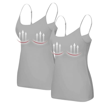 Nokdvo 2PC Yoga Racerback Tank Top for Women with Built in Bra Women s Padded Sports Bra Fitness Workout Running Shirts L