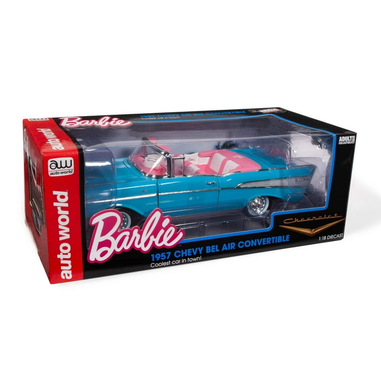 Barbie 1957 Chevy Bel Air Blue 1/18 Scale Die-Cast Car Silver Screen  Machines