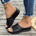 thumbnail image 2 of Mepaouo Orthopedic Sandals for Women 2025 Orthotic Leather Wedges Slides Summer Platform Dress Shoes, 2 of 7