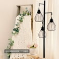 thumbnail image 3 of Brightech Teardrop Standing Floor LED Light Lamp Pole with 3 Cage Heads, Black, 3 of 9