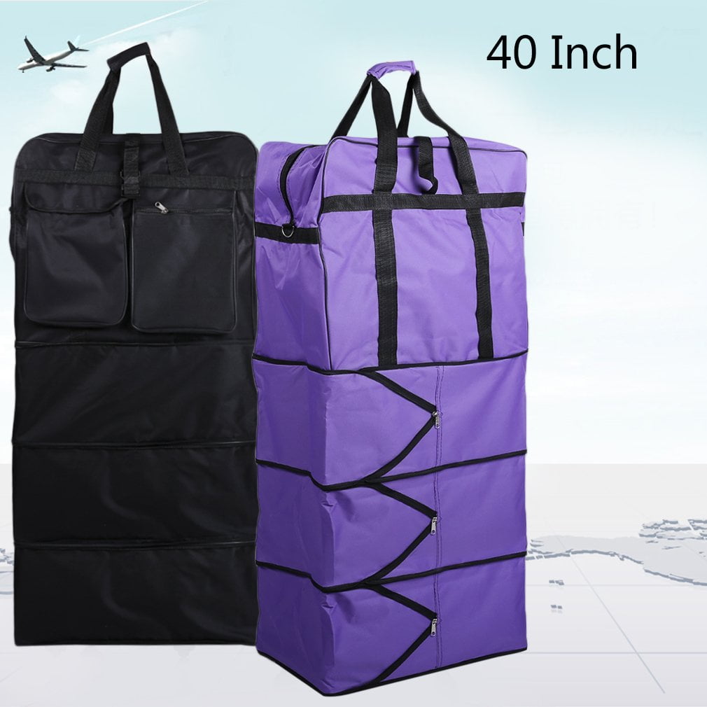 Hot Sale 40 Inch Polyester Travel Bag With Wheels Unisex Luggage Bag Wheeled Suitcase Black by