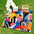 thumbnail image 6 of Color Wave Point Geometry Waterproof Picnic Blanket with Foldable Zipper, Suitable for Outdoor Use, Suitable for Travel, Camping, Beaches, Parks, Grasslands, Picnic Blanket Accessories, 6 of 7