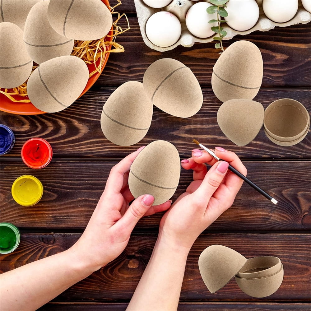 Artrylin 20Pcs DIY Paper Mache Easter Eggs,3.1"x2.1"Durable Easter Eggs Empty,Cardboard Easter Eggs,Paint Your Own Paper Mache Eggs for Easter Party Gifts Basket Filler Classroom Crafts (Brown)