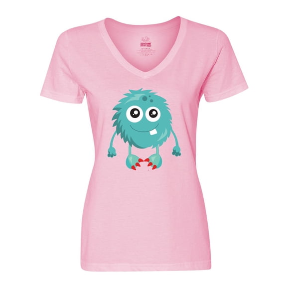 Inktastic Furry Monster, Blue Monster, Cute Monster, Silly Women's V-Neck T-Shirt