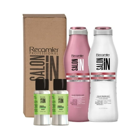 RECAMIER Dyed Hair Shampoo Conditioner 10.1 oz Set UV Protectant   2 Nano keratin Shots