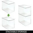 mDesign Tall Plastic Stackable Art/Craft Storage Bin, Hinged Lid, Clear