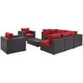 thumbnail image 3 of Modway Convene 8 Piece Outdoor Patio Sectional Set in Espresso Red, 3 of 8