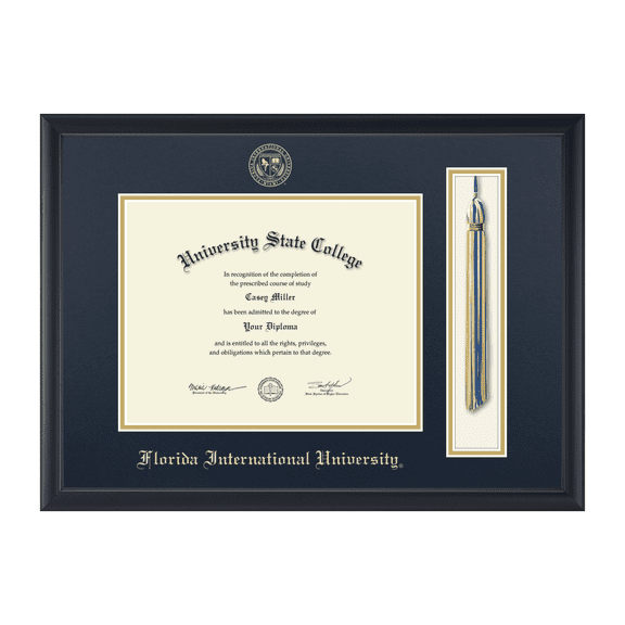 Framerly - FIU Tassel Diploma Frame with Navy and Gold Mat