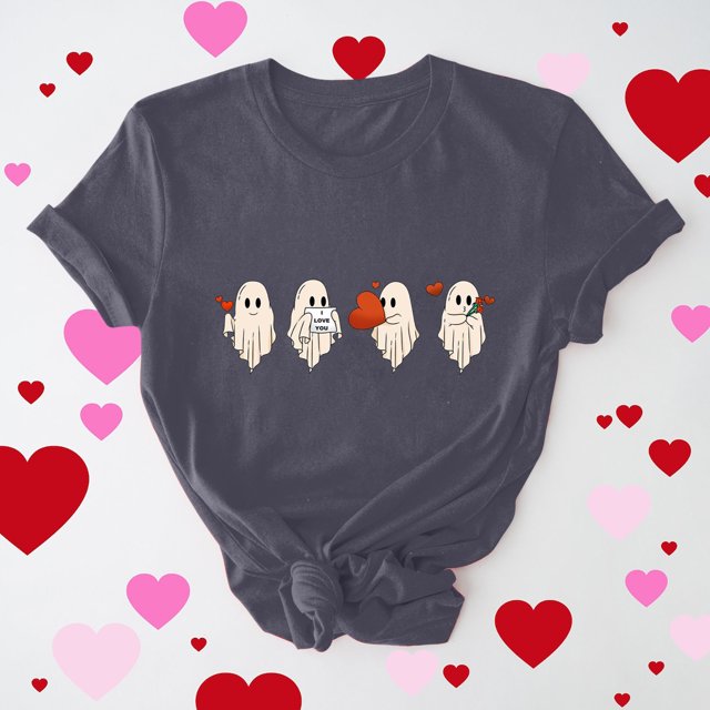 Cadeau de Saint-Valentin pour Femmes, T-shirt Décontracté à Manches Courtes et Col Rond avec Imprimé Arbre de Noël