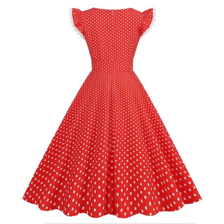 IROINNID A-line Dress For Women Sleeveless Sweatheart Neck Dots Print  Sailor Collar Elegant Below The Knee Dress, Empire Waist Strapless Evening  Dress For Women, Red - Walmart.com