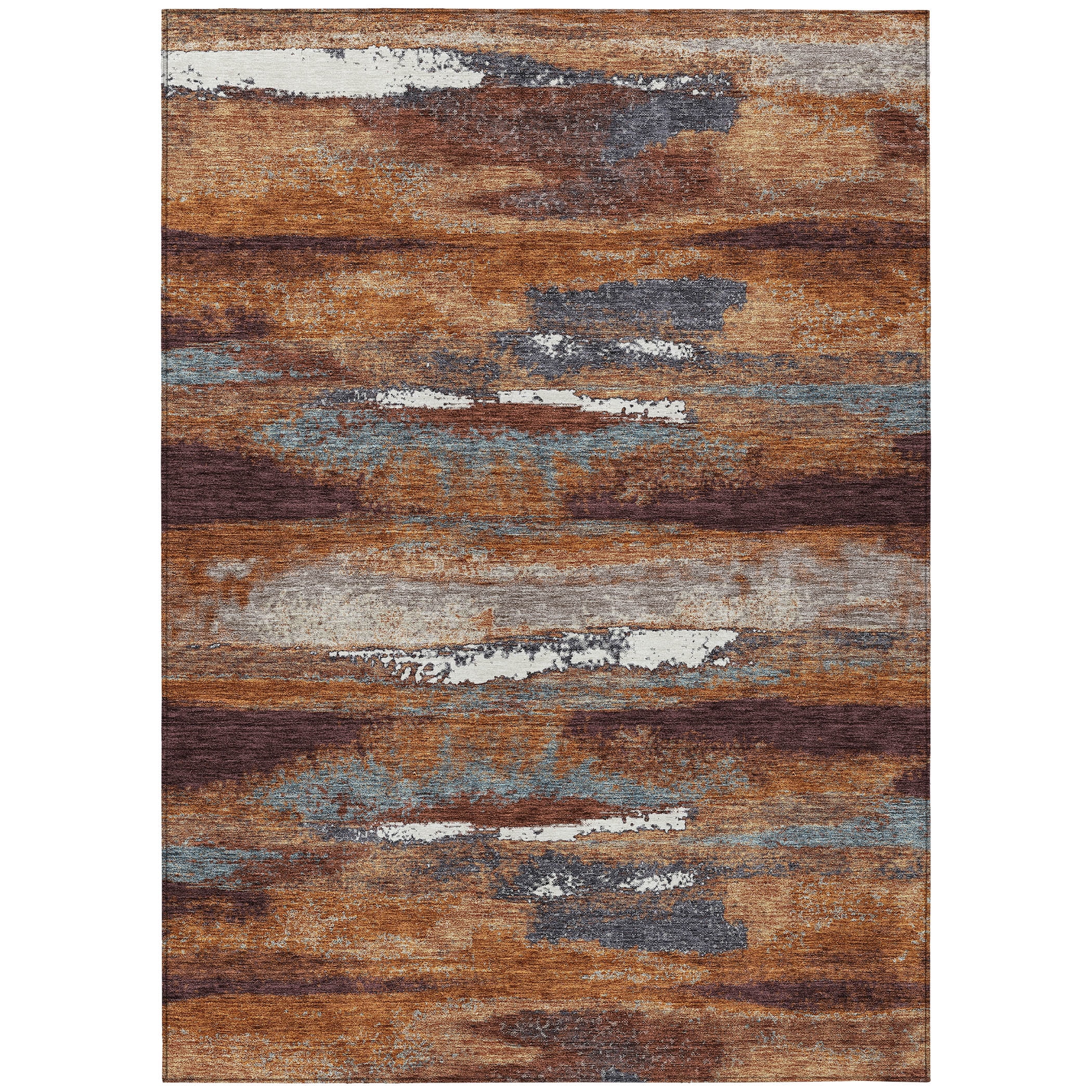 Addison Rugs Chantille Indoor/Outdoor Transitional Geometric, Abstract Copper Washable Rectangle Rug, 9' x 12'