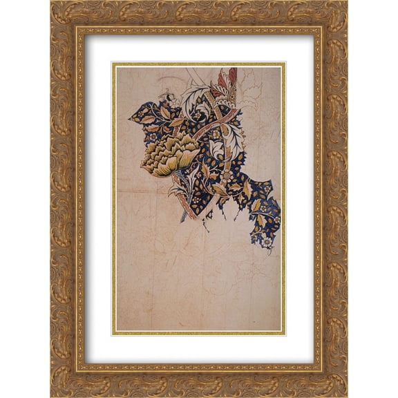 William Morris 2x Matted 20x24 Gold Ornate Framed Art Print 'Design for Windrush printed textile'