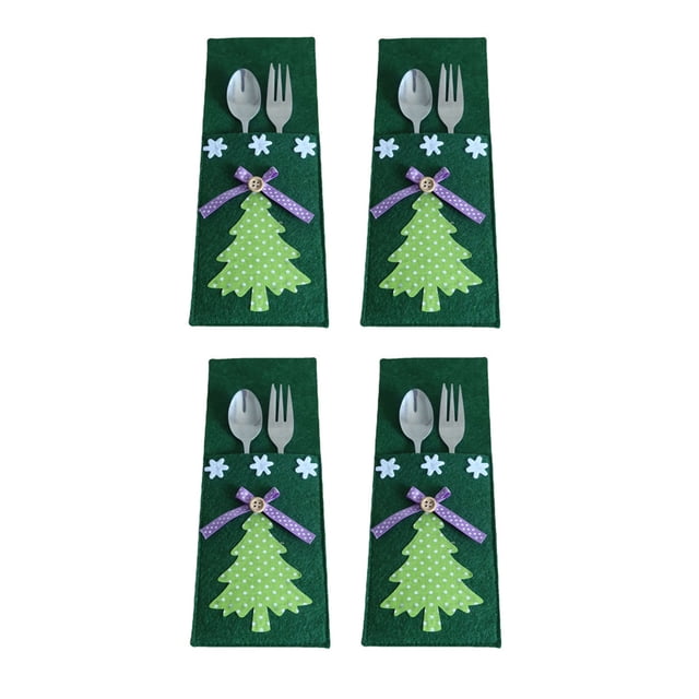 EGNMCR Christmas Decorations, Christmas Gifts Christmas Decorations Table Tableware Set Hotel Tableware Set Christmas Tree Knife And Fork Bag 4 fork storage