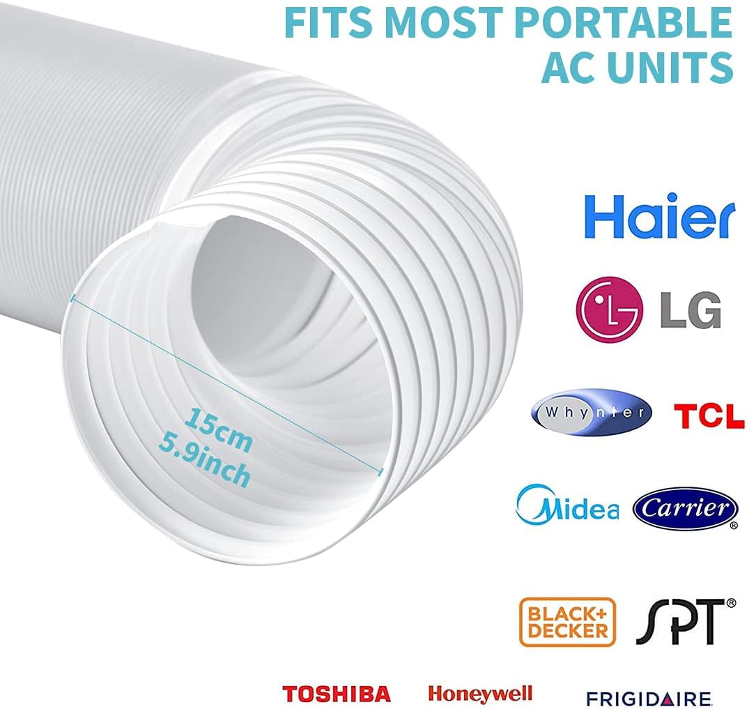 YOUHO Portable Air Conditioner Exhaust Hose - 5.9 Inch Diameter - 80" Long - Universal Flexible Anti-Clockwise Room Airconditioner AC Vent Replacement Tube - Window Kit Extension Accessories