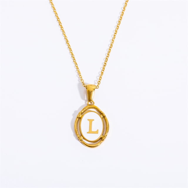 Collar ovalado con colgante de 26 letras Collar con la primera letra y la palabra Collar con 26 letras bañado en cobre y oro