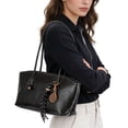 thumbnail image 3 of Spencer Women Lady Large Tote Bag Handbags PU Leather Hobo Shoulder Bags Top Handle Satchel Purse, Black, 3 of 9