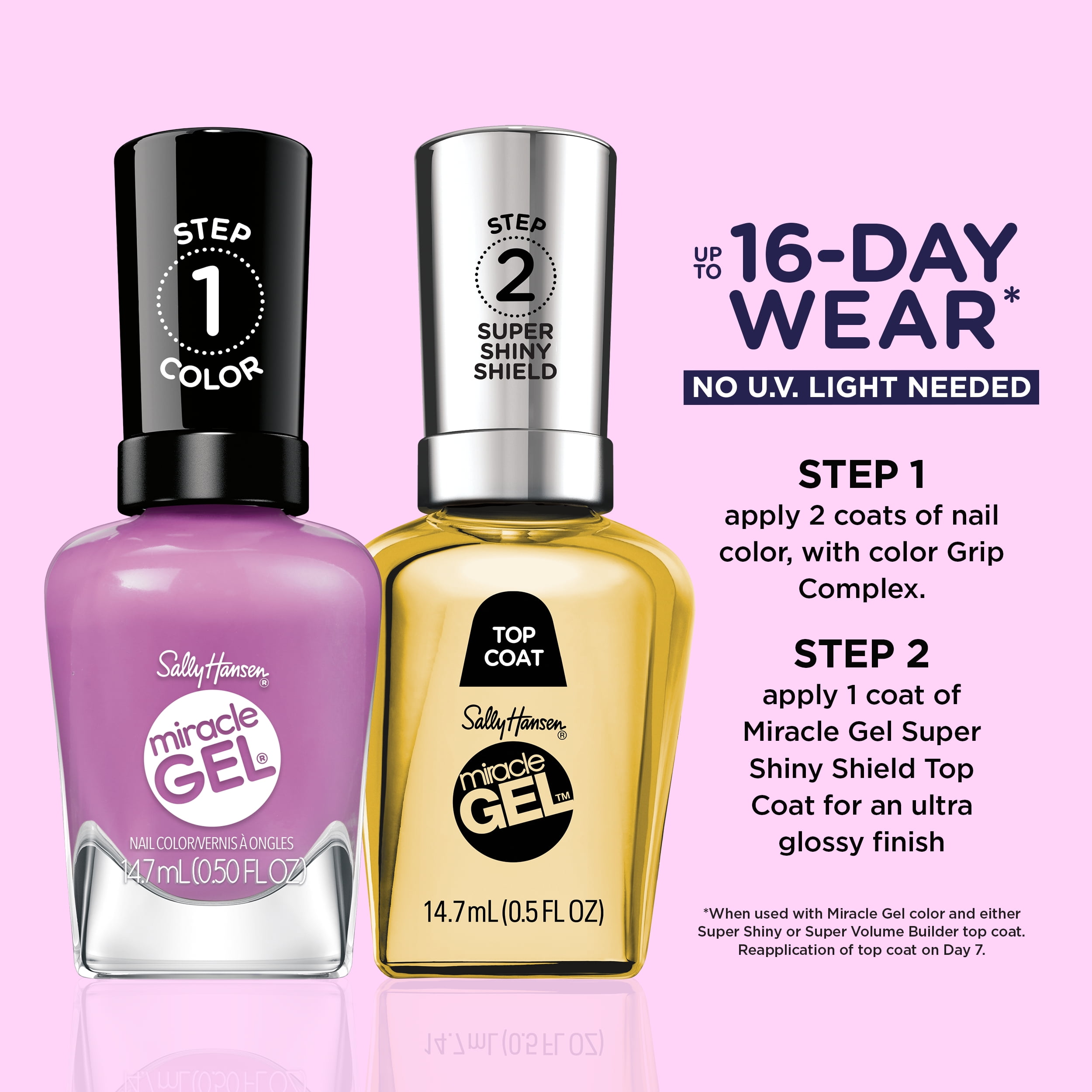 Sally Hansen Miracle Gel Supercharged Pinks Nail Polish, Salon-Quality Gel-Like Polish, Long-Lasting, Chip-Resistant, Unstop-purple 0.5 fl oz