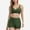 Olive Green, variant on Women's Twist Front Bikini Top and High Waist Swim Shorts Set with Supportive Wide Straps and Soft Stretch Fit - Medium, Black
